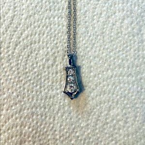 Silver triple cubic zirconia necklace